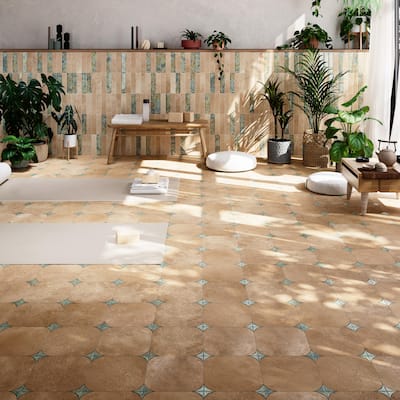 Merola Tile Atlas Star Quartet Cotto Ocean 9-3/4" x 9-3/4" Porcelain Floor and Wall Tile