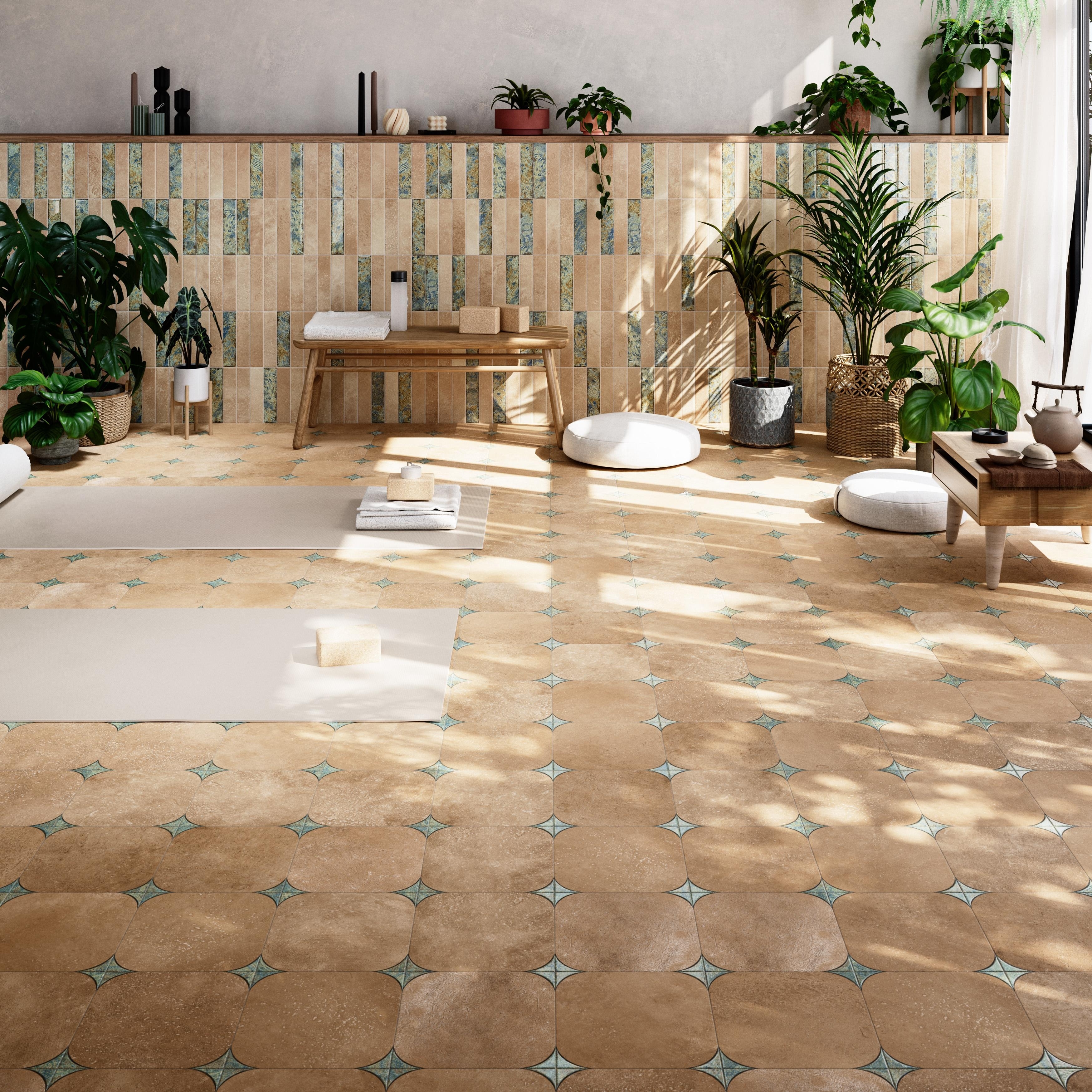 Merola Tile Atlas Star Quartet Cotto Ocean 9-3/4" x 9-3/4" Porcelain Floor and Wall Tile