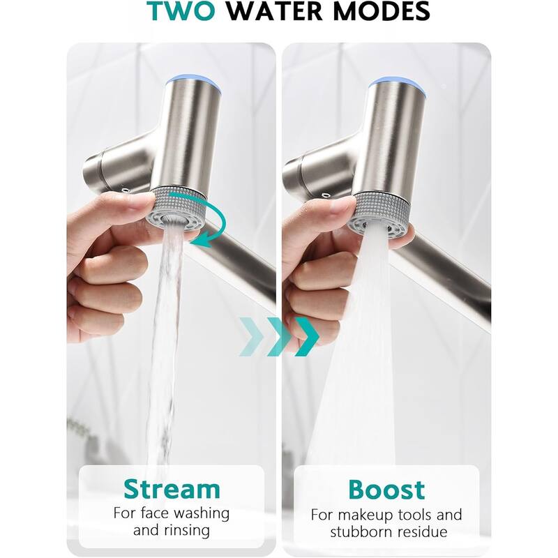 Lefton Rotatable Single Hole Bathroom Sink Faucet with Built-in Filter, Temperature Display in Fahrenheit, 2 Water Modes