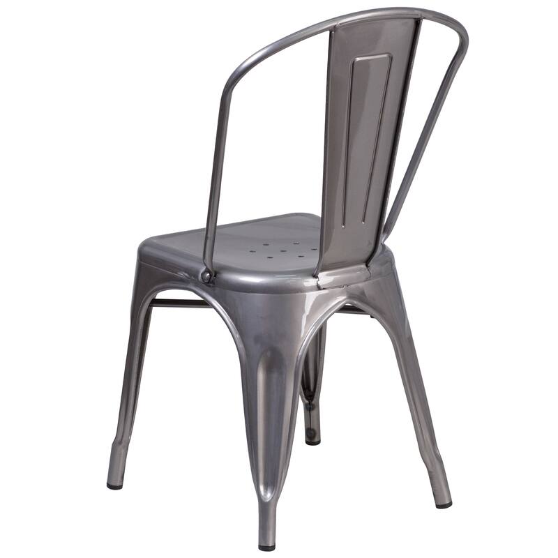 Clear Coated Metal Indoor Stackable Chair - 17.75"W x 21"D x 33.5"H - 17.75"W x 21"D x 33.5"H