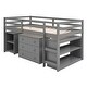 preview thumbnail 38 of 50, Multiple Functions Low Loft Bed with Cabinet, Shelves and Rolling Portable Desk