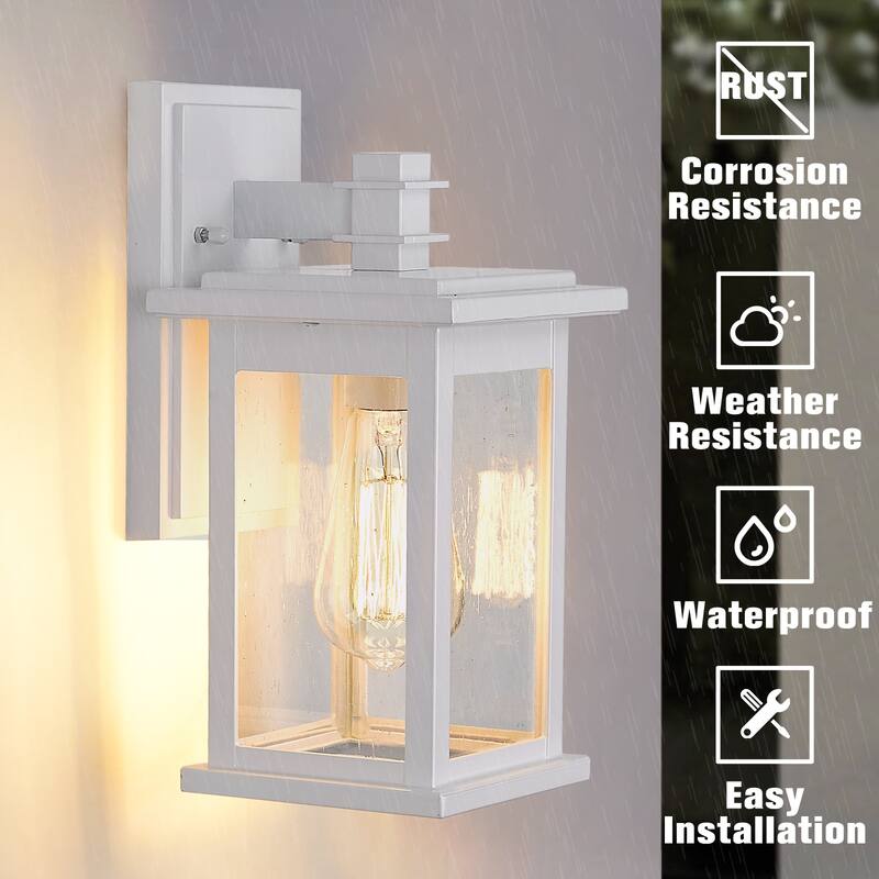 Exterior Lantern Wall Mount Light Fixture with Seeded Glass for Porch