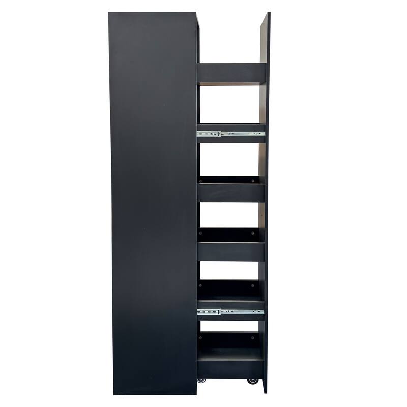 Large Slim Storage Cart, Kitchen Rolling Cart, Narrow Storage Cabinet with Handle & Wheels, Wood Spice Rack Next to Fridge