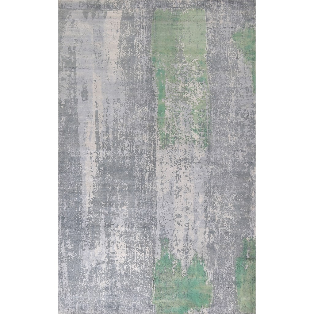 Abstract Oriental Area Rug Hand-Knotted Wool Carpet - 5'11"x 8'8"