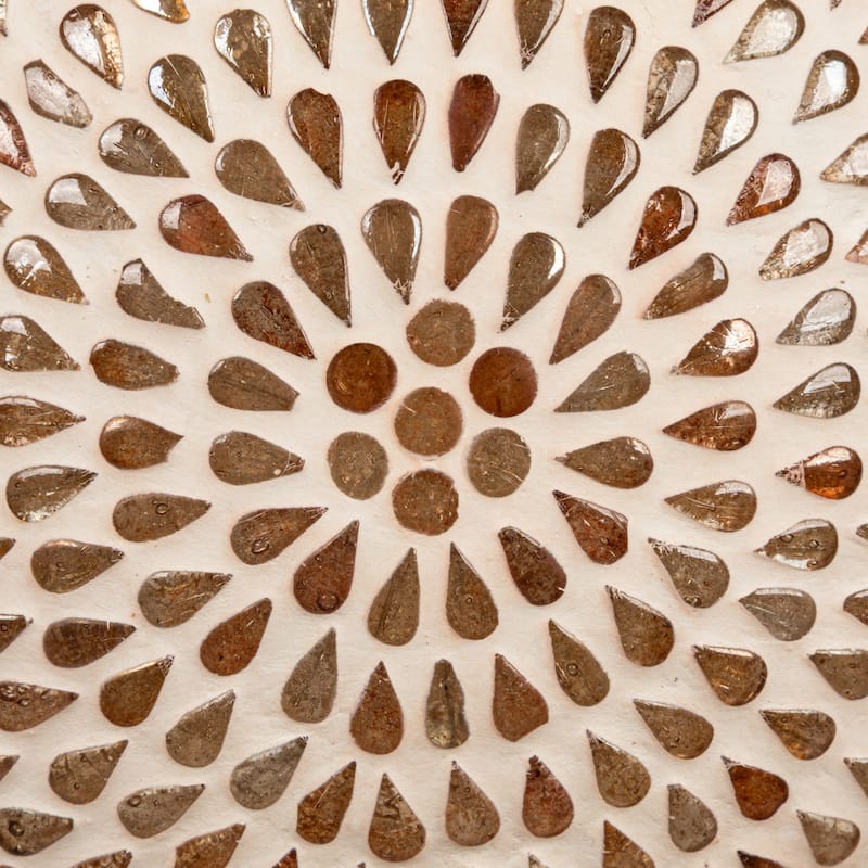 Glass Mosaic Pendant Lamp, 6' Cord, Antique Gold Finish and White - 12.0"L x 12.0"W x 12.5"H