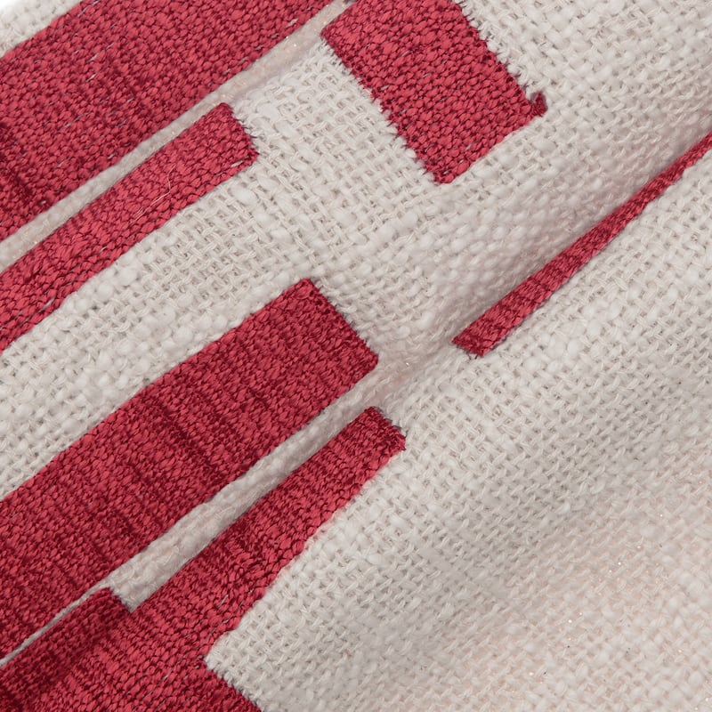 Handwoven Abstract Embroidered Square Throw Pillow - 20" - Red and Cream
