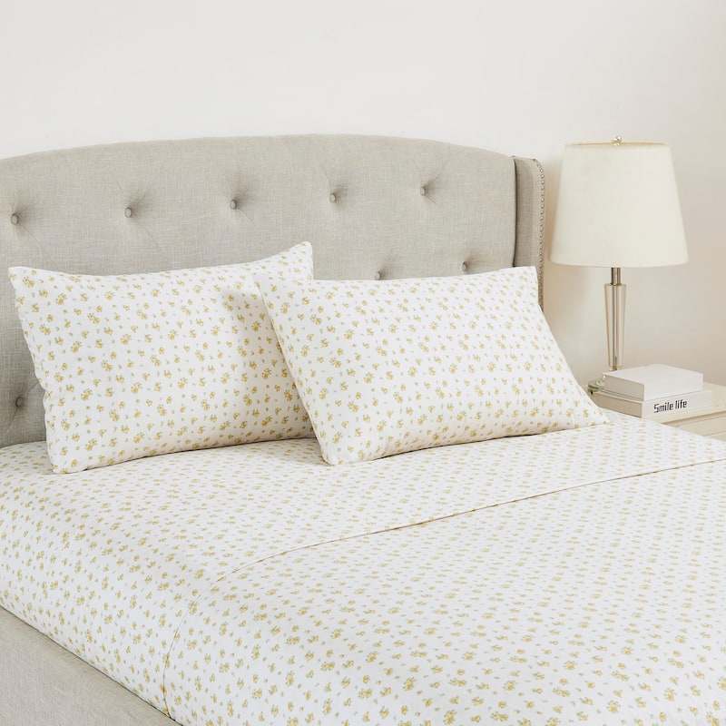 Modern Threads Sweet Rose Printed 4-piece Bed Sheet Set - Full - Gold