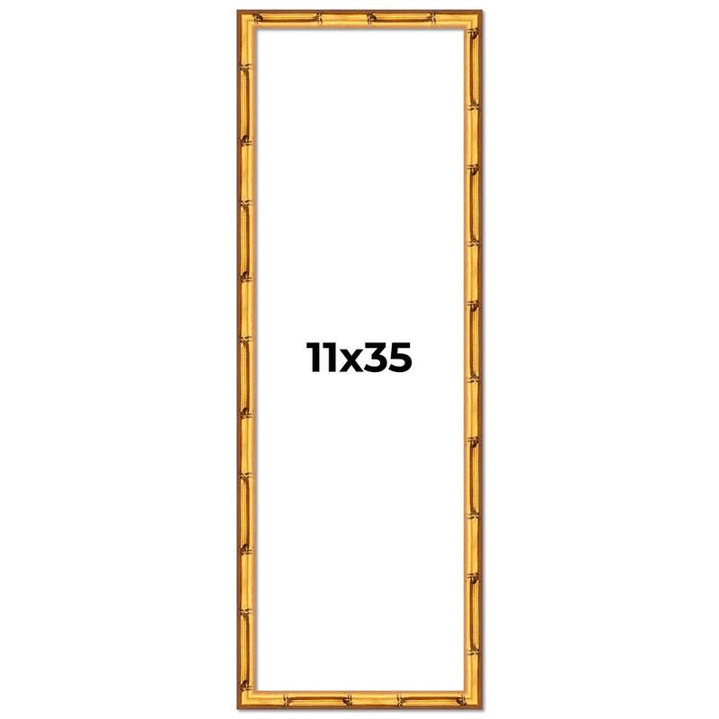 11x35 Frame Gold Bamboo Picture Frame Modern Photo Frame Includes UV Acrylic Shatter Guard Front Acid Free Foam Backing Board