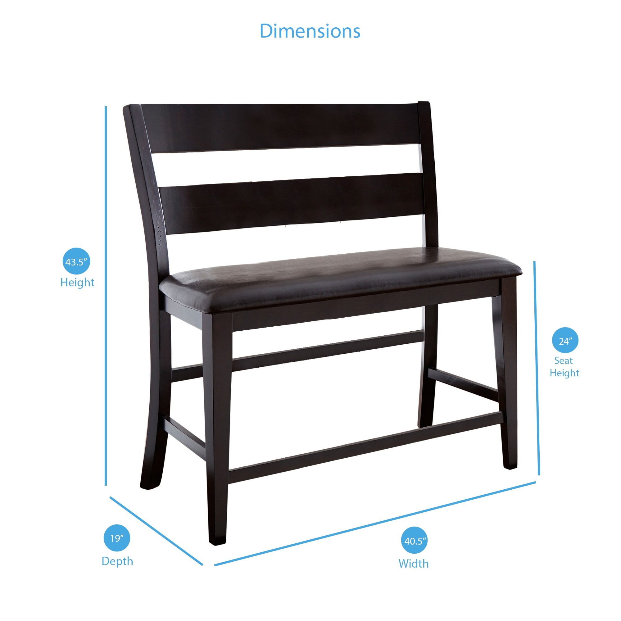 Shop Copper Grove Homer Espresso Counter Height Dining Bench 43 H X 40 W X 22 D 43 H X 40 W X 22 D Overstock 22751123