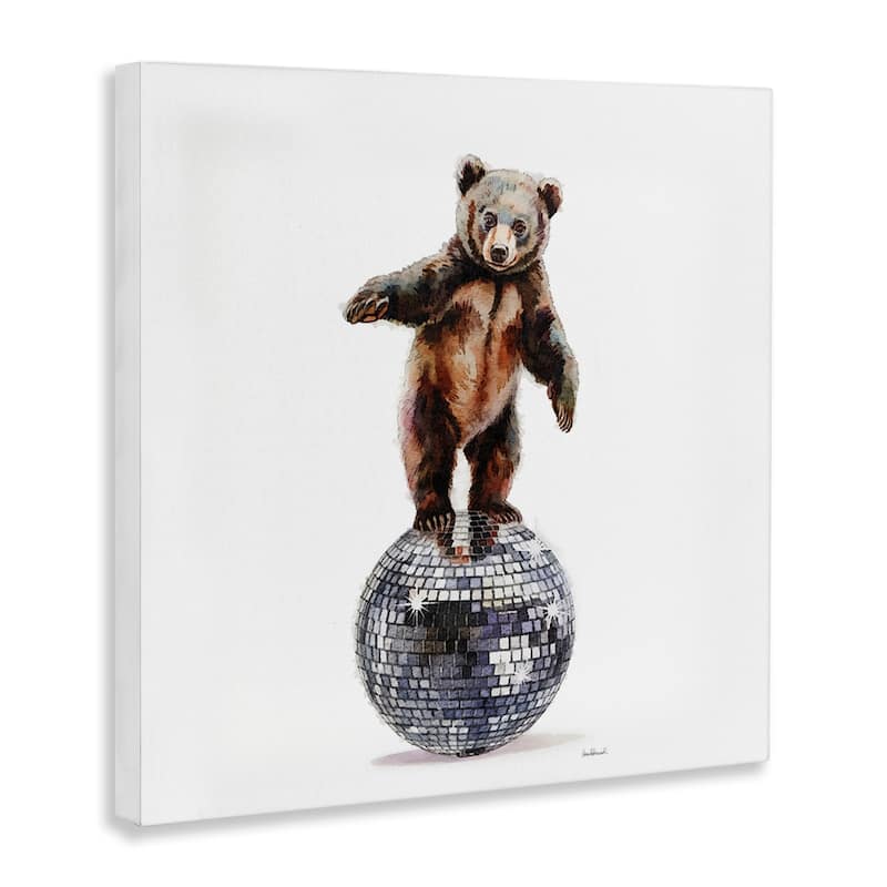 Stupell Bear Balancing on Disco Ball Canvas Wall Art Design By Amanda Greenwood