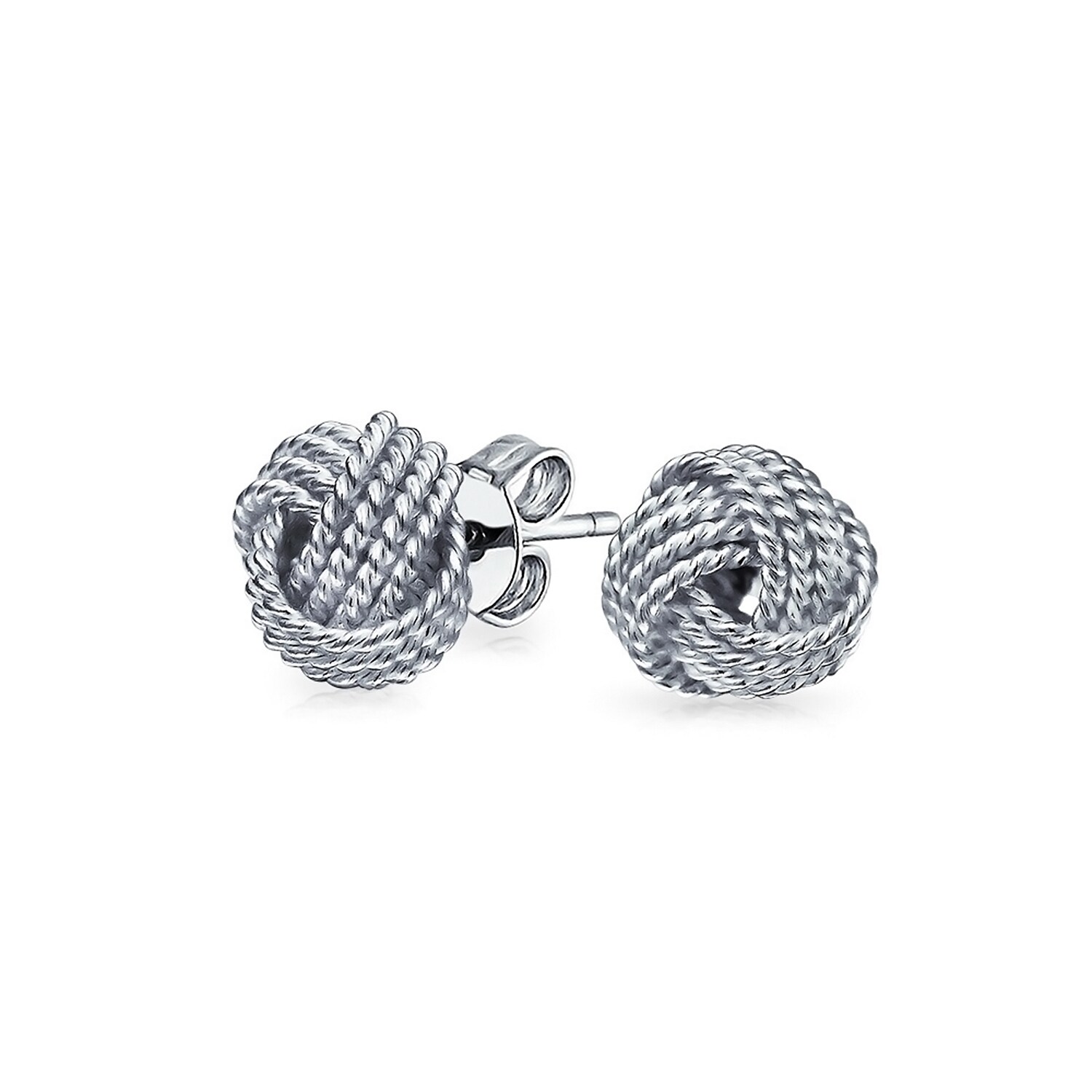 Sterling Silver Twisted Circle Ball Stud Earrings