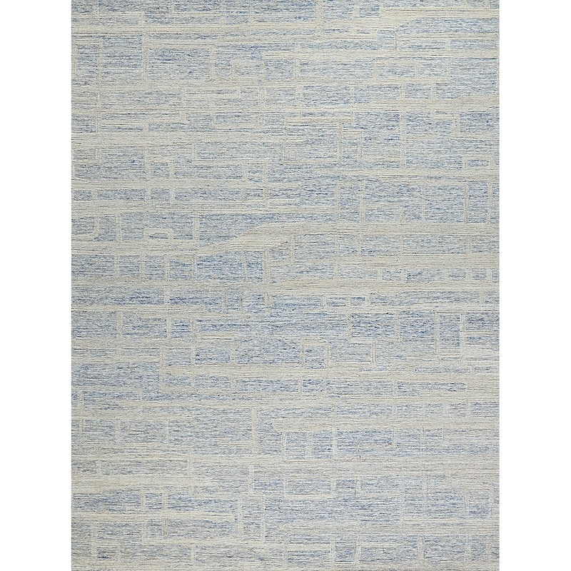 Exquisite Rugs Park City Handmade Hand-tufted New Zealand Wool on Canvas Blue/Ivory Area Rug