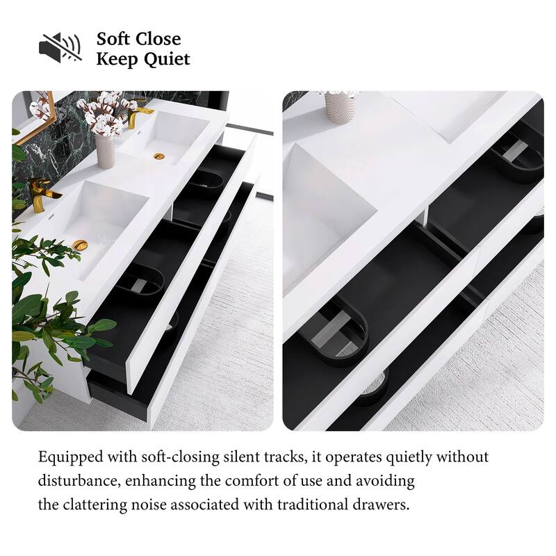 Floating Bathroom Vanity with Integrated Resin Top