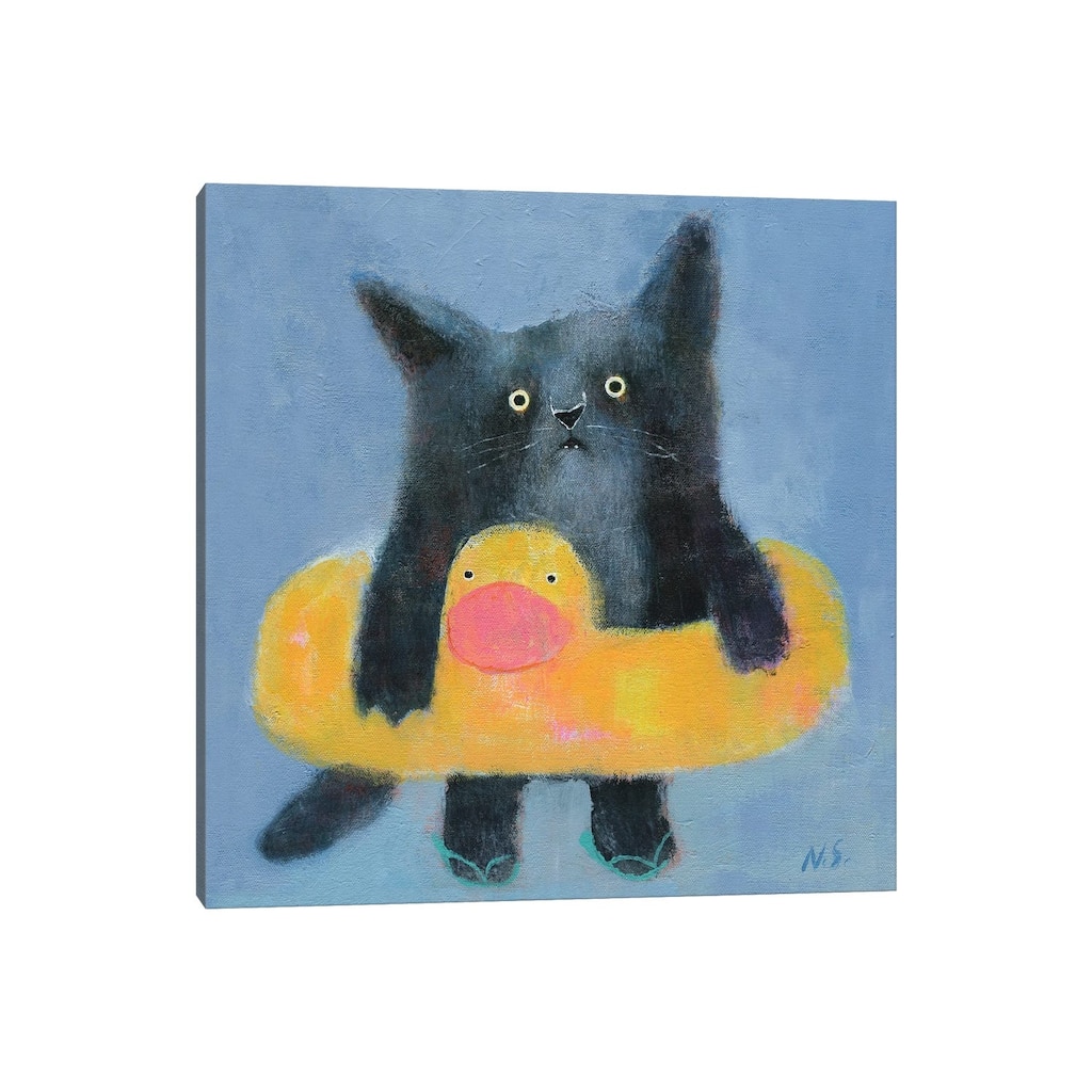 iCanvas "Black Cat With Bath Tube" by Natalia Shaloshvili Canvas Print