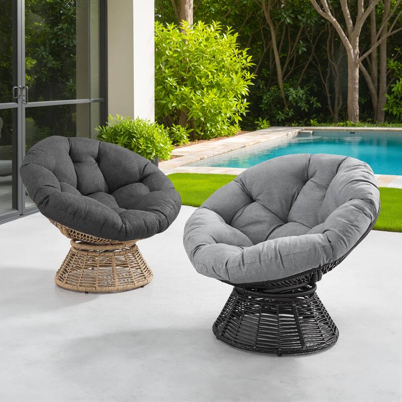 Corvus Holbaek Swivel Papasan Wicker Chair with Cushion