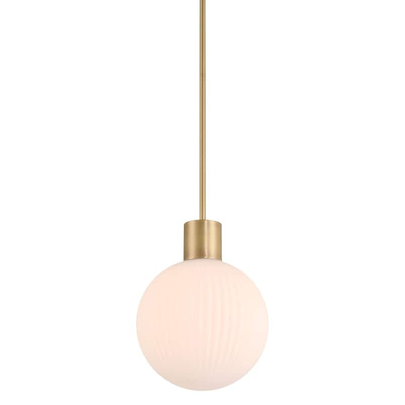 Minka Lavery 2996 Fenton 10" Wide Mini Pendant with Ribbed Glass Shade - Legacy Brass