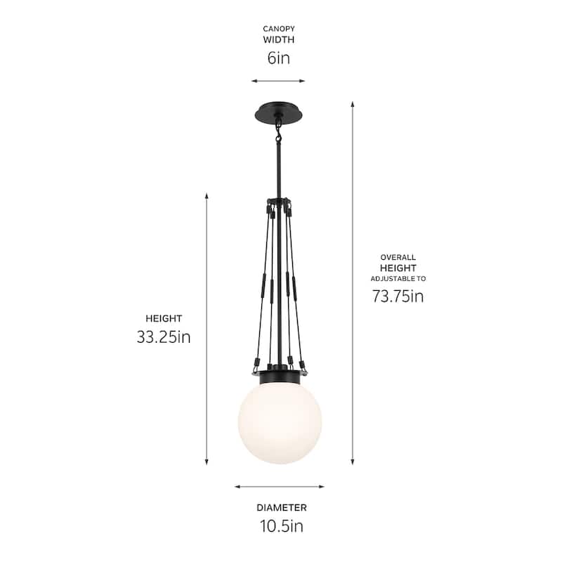 Kichler Lighting Albers 10.5 In. 1-Light Black Pendant Light