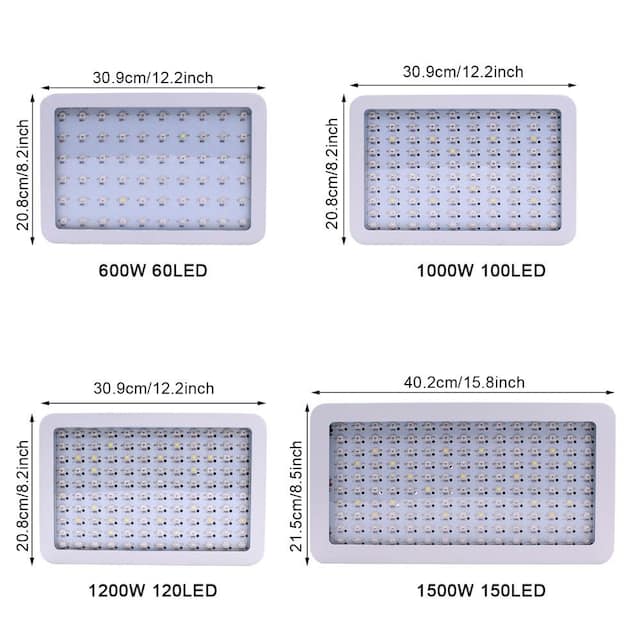 1500W Dual Chips 380-730nm Full Light Spectrum LED Plant Growth Lamp - White