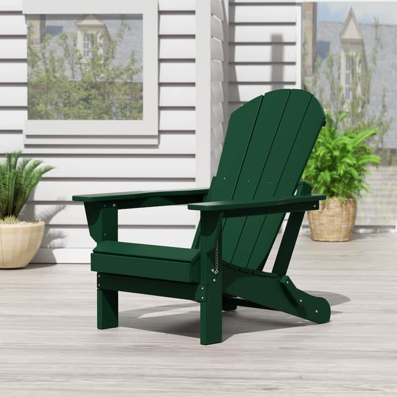 POLYTRENDS Laguna All Weather Poly Outdoor Adirondack Chair - Foldable - Dark Green
