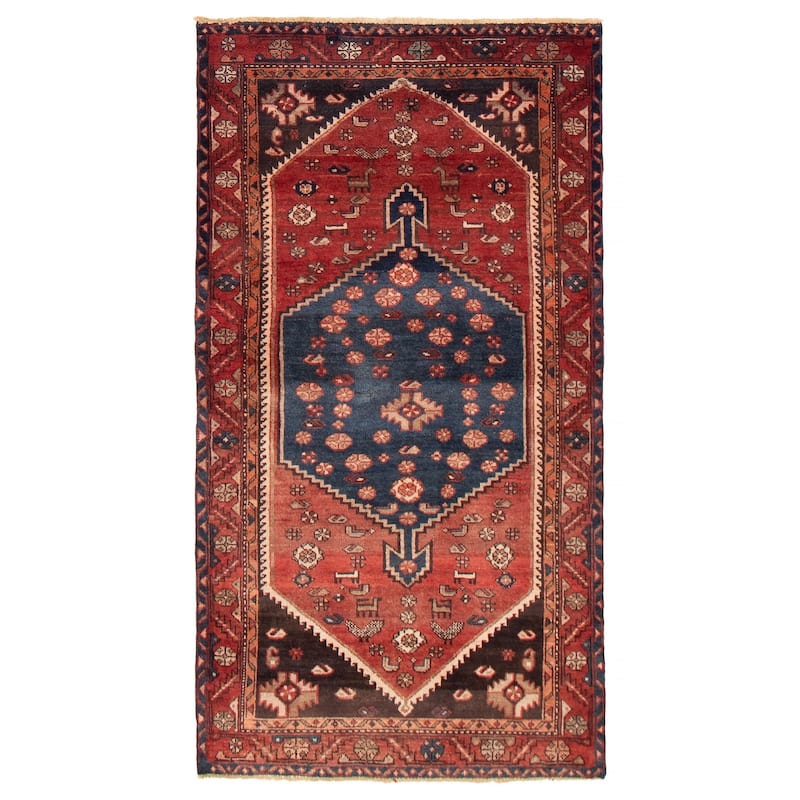 ECARPETGALLERY Hand-knotted Andelz Red Wool Rug - 3'9 x 7'0 - Dark Red - 3'9 x 7'0