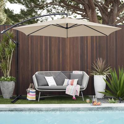 10 FT Offset Cantilever Umbrellas with Tilt Adjutable Hanging Outdoor Market Patio Umbrella