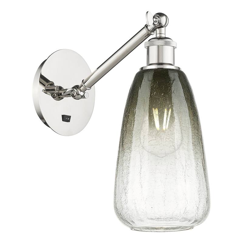 Innovations Lighting 317-1W-13-6 Brookhaven Almond Sconce Brookhaven - Polished Nickel / Slate