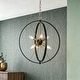 preview thumbnail 1 of 8, Modern 6-Light Black Gold Starburst Chandelier Orb Pendant Lights for Dining Room - 18" W x 20.5" H