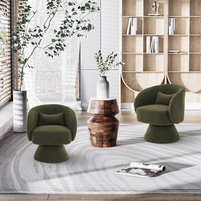 Ouyessir Teddy Sherpa Upholstered Swivel Cuddle Barrel Sofa Chairs
