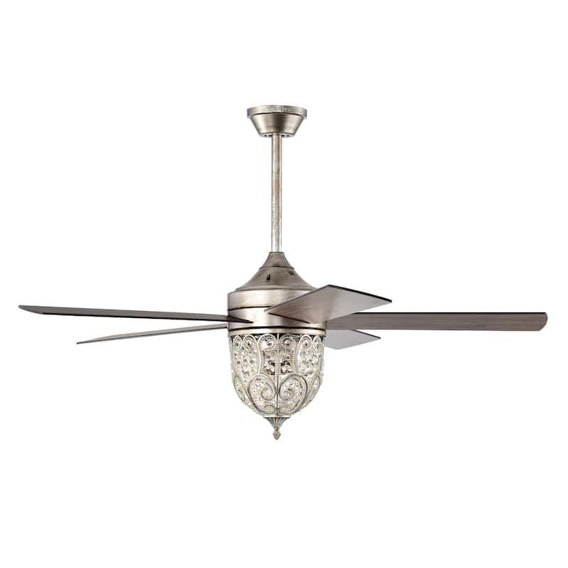 Jaxen 52 Inch Antique Bronze Crystal Ceiling Fan 2 Light with Remote