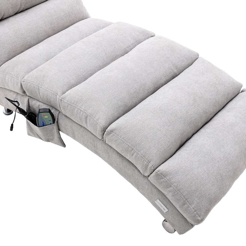 Linen Electric Massage Recliner Chaise Chair with Remote Control and Ergonomic Backrest