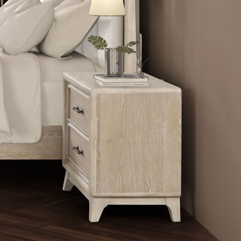 Furniture of America Lioraen Modern Oak Solid Wood 2-Drawer Nightstand