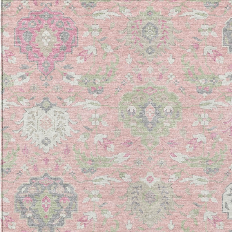 HomeRoots Damask Traditional Rectangle Outdoor Rug