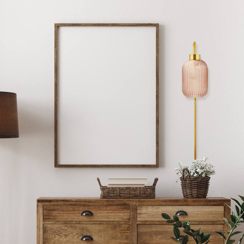Adrienne River of Goods Pink Glass and Metal Retro Wall Sconce - 5.375" x 8.625" x 32.25"