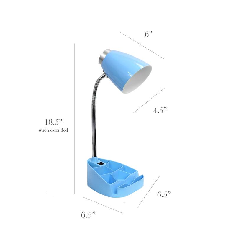 18.5 in. Chrome Finish Table Lamp with Blue Shade, Desk Lamp for Writing and Computer Desks