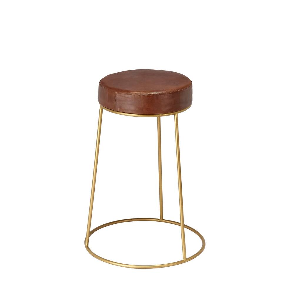 Alden Décor Lark Round Leather Counter Stool