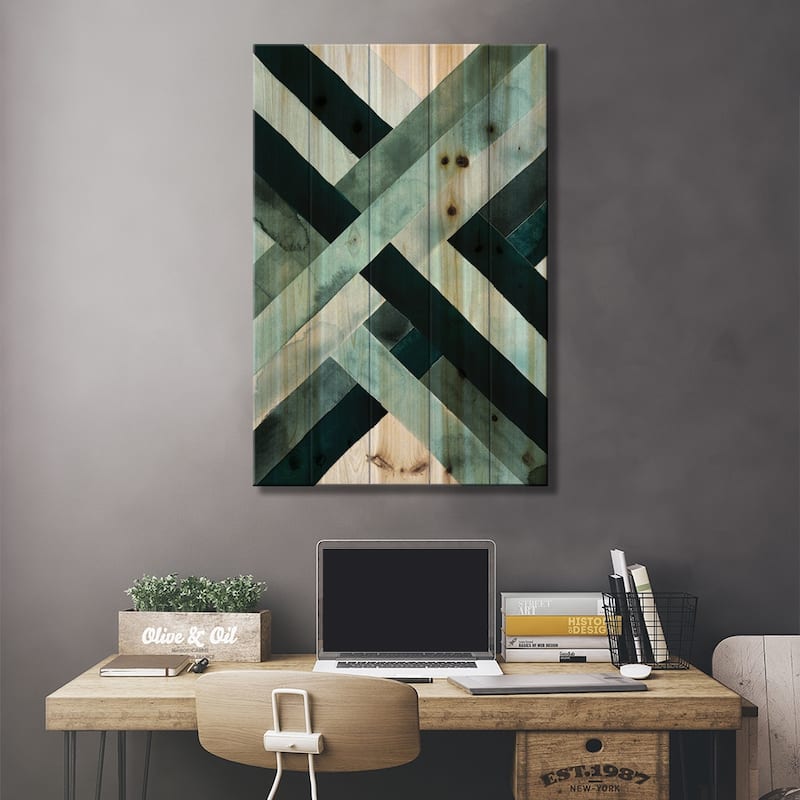 Watercolor Weave II Print On Wood by Grace Popp - Multi-Color