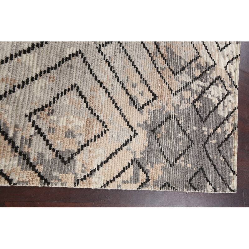 Modern Geometric Moroccan Oriental Area Rug Handmade Wool Carpet - 5'4" x 7'5"