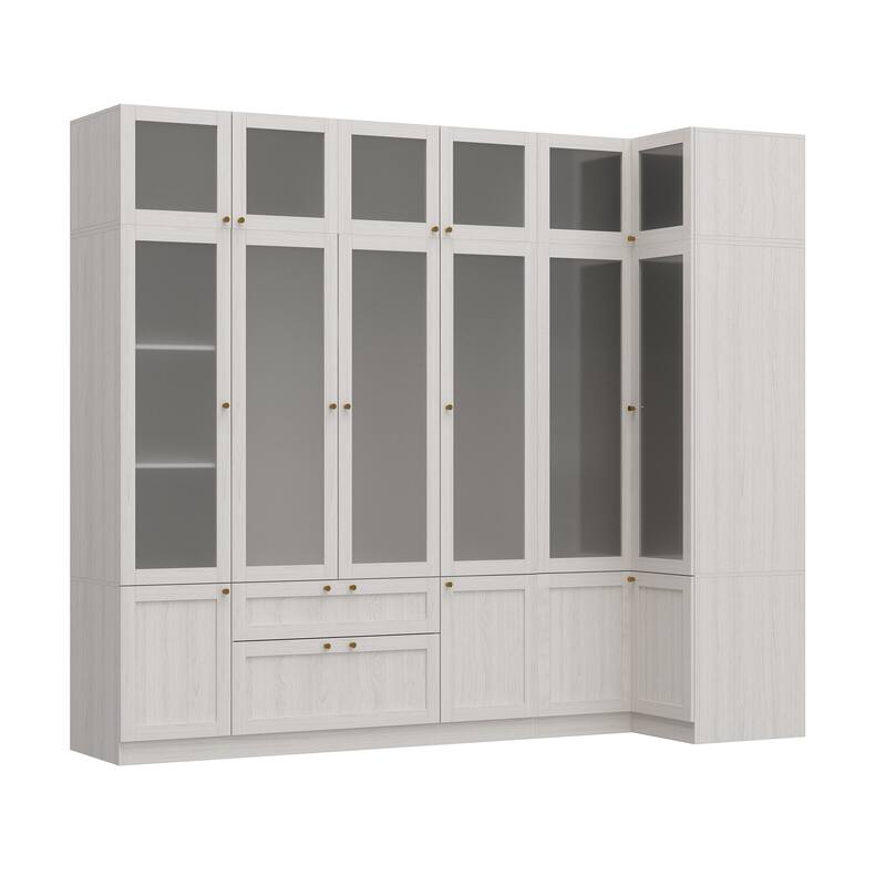 Large Glass Combination Cabinet: Contemporary Storage Closet Armoires
