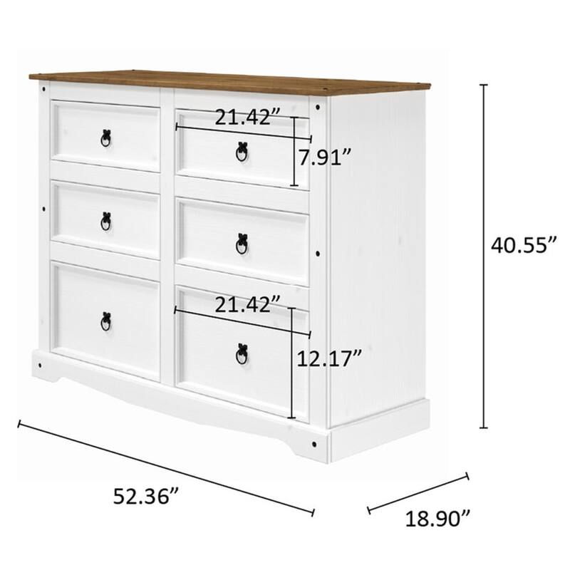 Wood Dresser 3+3 Drawers Chest Corona | Furniture Dash