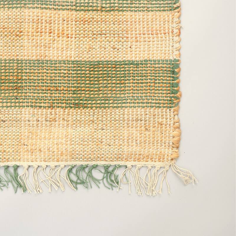 Area Rug, Jute Rug, Durable Green Plaid Rug, 8X10 ft - 8' x 10'