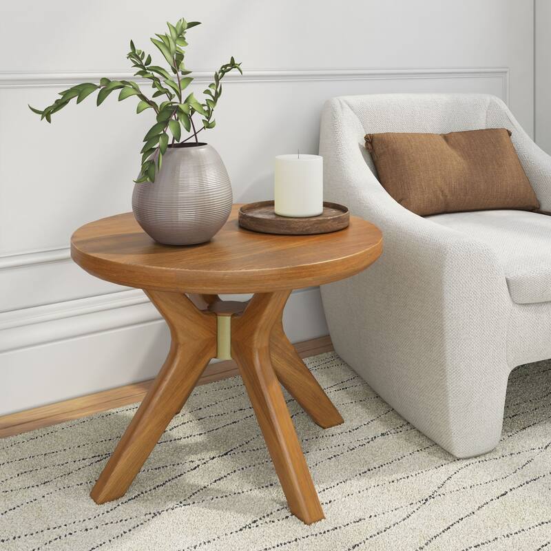 Plank and Beam Verso Round Side Table - 24" - Pecan