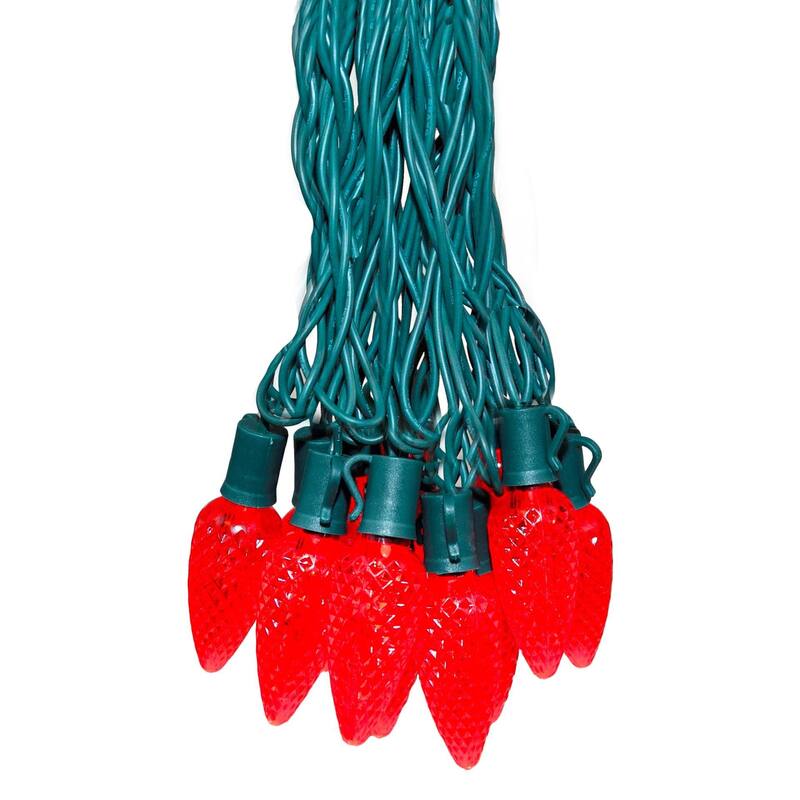 25 Foot C9 LED Outdoor Christmas String Light Set, Green Wire - Red