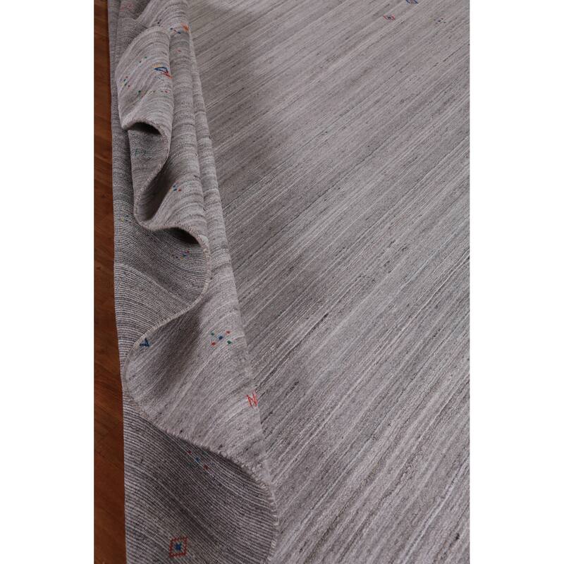 Hand Knotted Oriental 100% Wool Carpet Tribal Tribal Greys & Charcoal Gabbeh Area Rug - 12' 2'' X 9' 2''