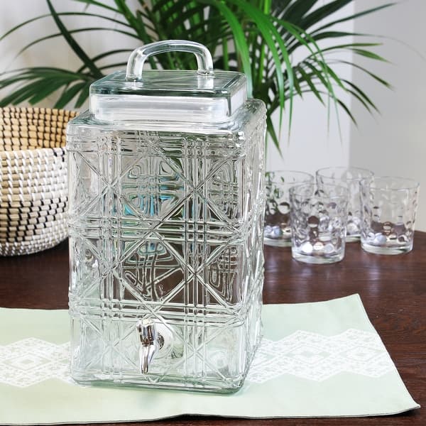 Gibson Home Jewelite 2.5 Gallon Drink Dispenser, Clear Glass - Bed