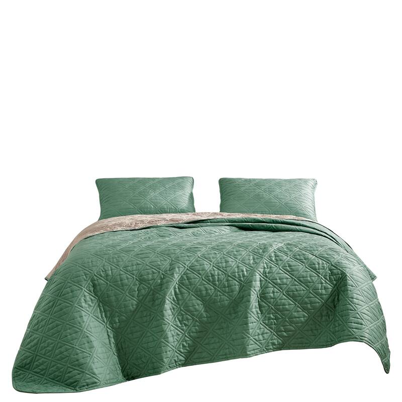 Shatex Serwa 3 piece Lightweight Bedspread set,Oversized Reversible Quilt set,Bedding Comforter Set