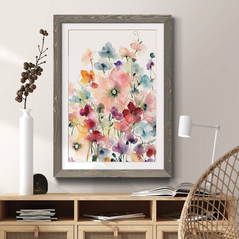 Poppies and Sweetpeas-Premium Framed Print - Ready to Hang