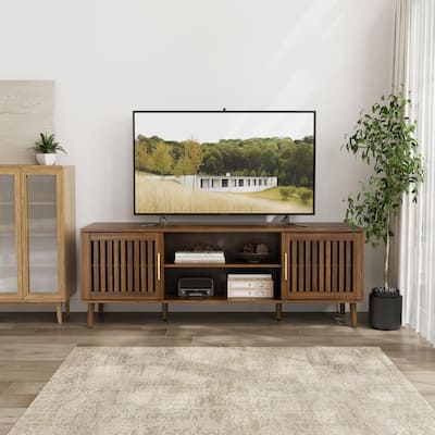 TV Storage Stand 2 Door TV Console Media Cabinets w/Adjustable Shelves