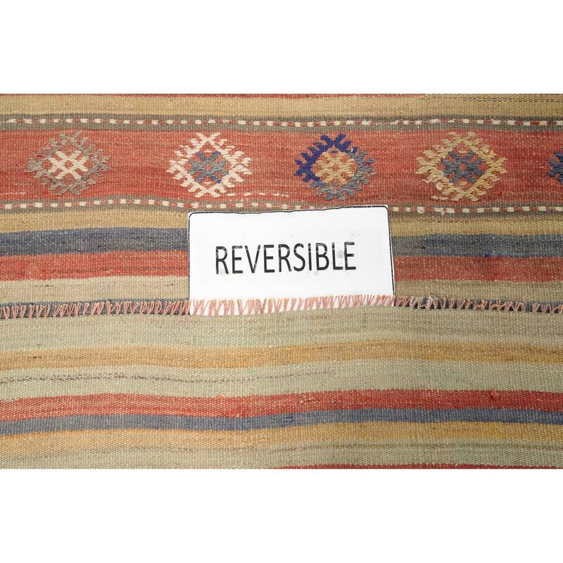 Hand Woven Oriental 100% Wool Carpet Southwestern Tribal Multi-Colored Kilim Area Rug - 7' 6'' X 4' 7''