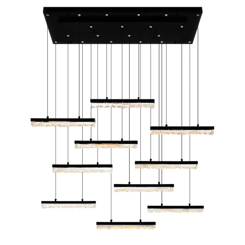Stagger Integrated LED Black Chandelier - Black