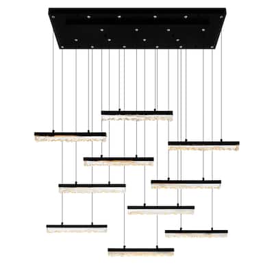 Stagger Integrated LED Black Chandelier